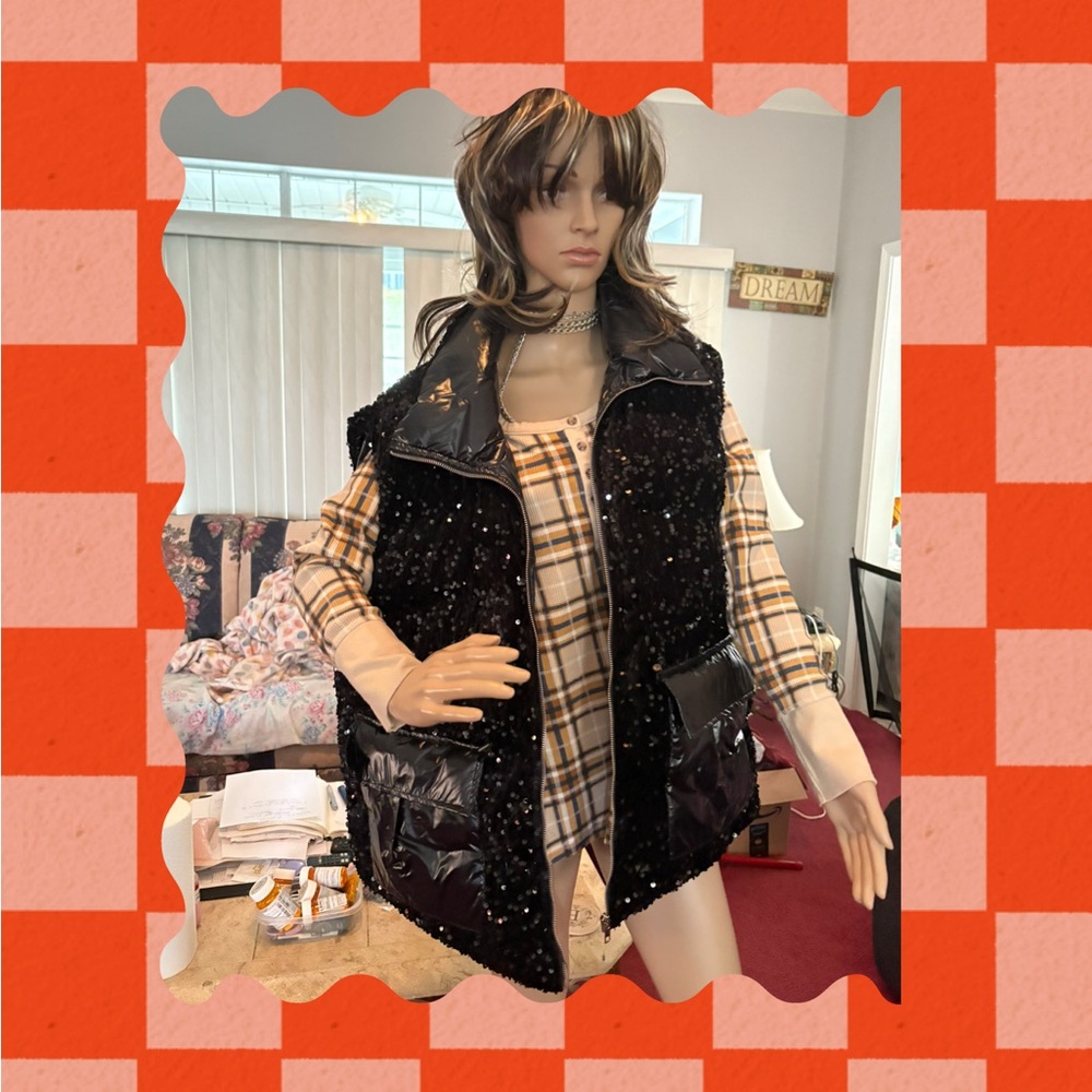 New BiBi Black Sequin Vest for Women